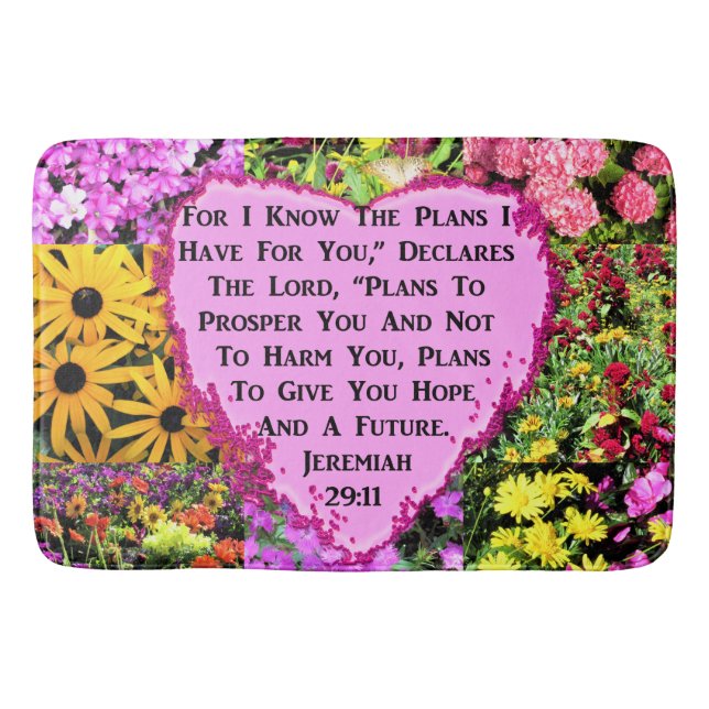 TAPIS DE BAIN JOLIE FLORALE JEREMIAH 29:11 BIBLE (Devant)