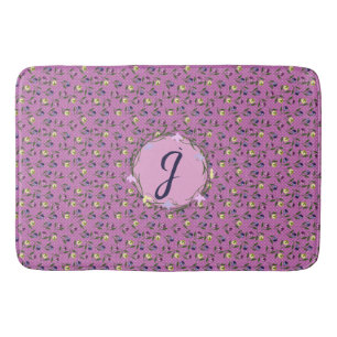 Tapis De Bain Jolie Pansies rose pourpre et jaune