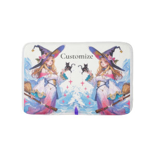 Tapis De Bain Jolie Sorcière tenant Chat noir Thunder_Cove