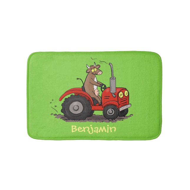 Tapis De Bain Jolie vache heureuse conduisant un dessin animé de (Devant)