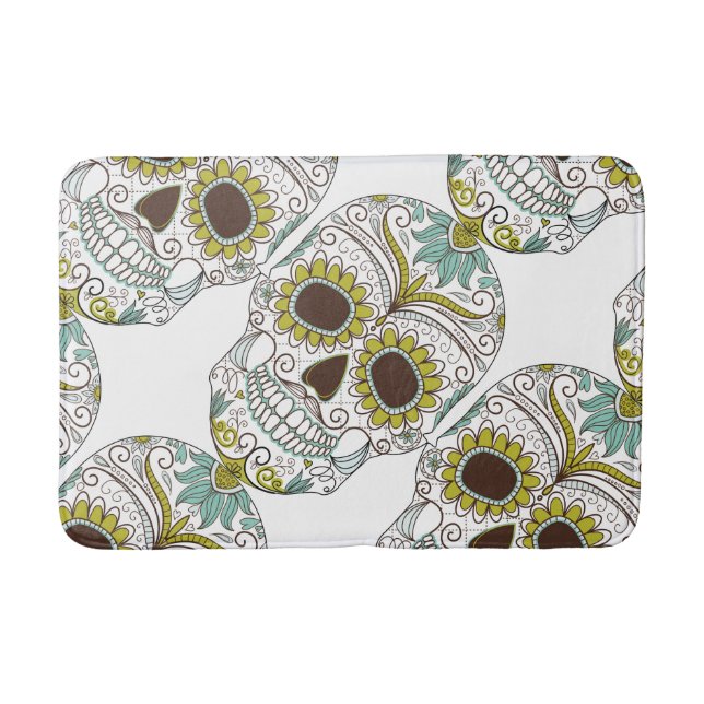 Tapis De Bain Jour du crâne floral mort (Devant)