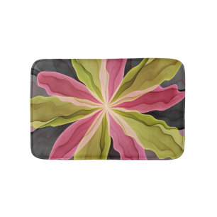 Tapis De Bain Joy, Vert rose Anthracite Imaginaire Fleur Fractal