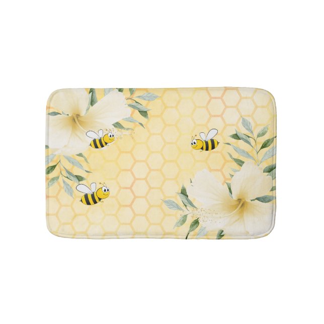 Tapis De Bain Joyeuse bumble abeilles jaune nid d'abeille doux (Devant)