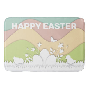 Tapis De Bain Joyeuses couleurs pastel des poussins de Pâques e