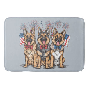 Tapis De Bain Joyeux 4 juillet Chiens Bergers Allemands