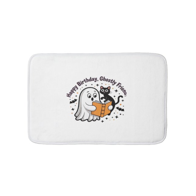 Tapis De Bain Joyeux anniversaire Ghost Cat PNG - Éffrayant Cute (Devant)