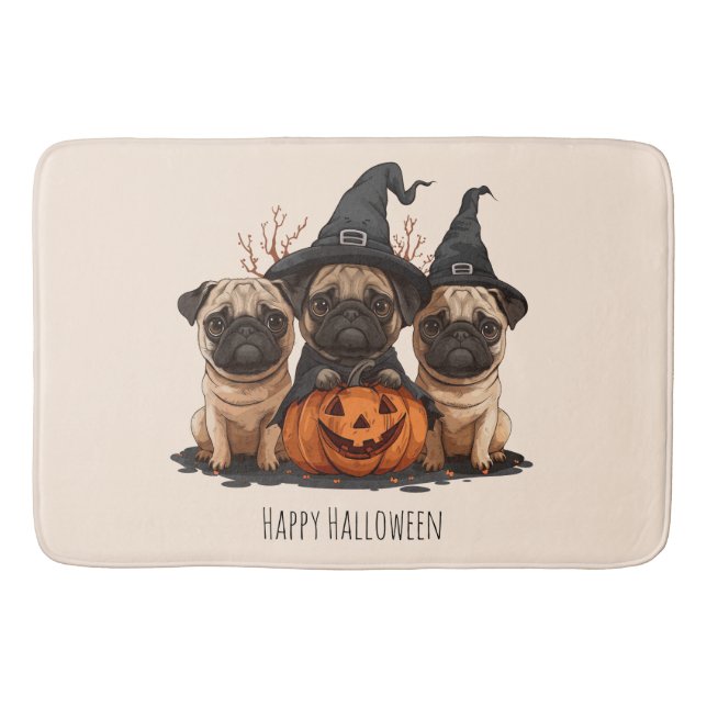Tapis De Bain Joyeux Carlins d'Halloween Jack O Lanterns (Devant)
