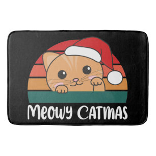 Tapis De Bain Joyeux Catmas Drôle Chat de Noël Pun Mat