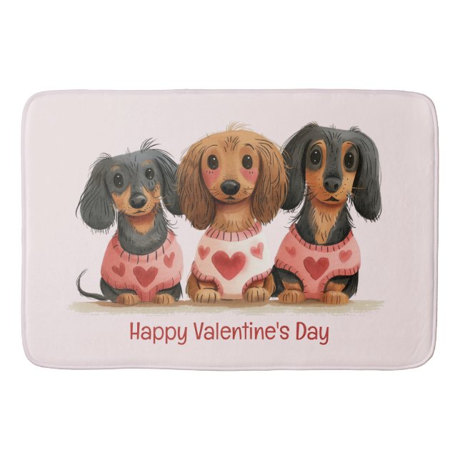 Tapis De Bain Joyeux Chiens de la fête des Valentines (Devant)