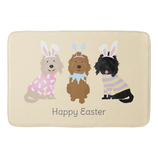 Tapis De Bain Joyeux Chiens Goldendoodle de Pâques (Devant)