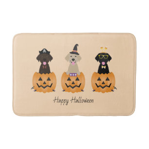 Tapis De Bain Joyeux Citrouille de chiens de trieuse d'Halloween
