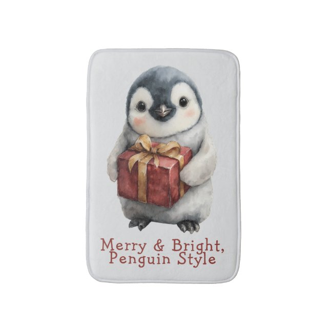 Tapis De Bain Joyeux et brillant pingouin Noël (Devant (Vertical))