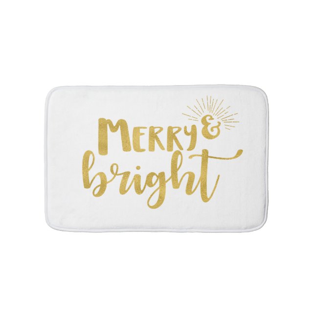 Tapis De Bain Joyeux et brillants Faux Typographie d'or (Devant)