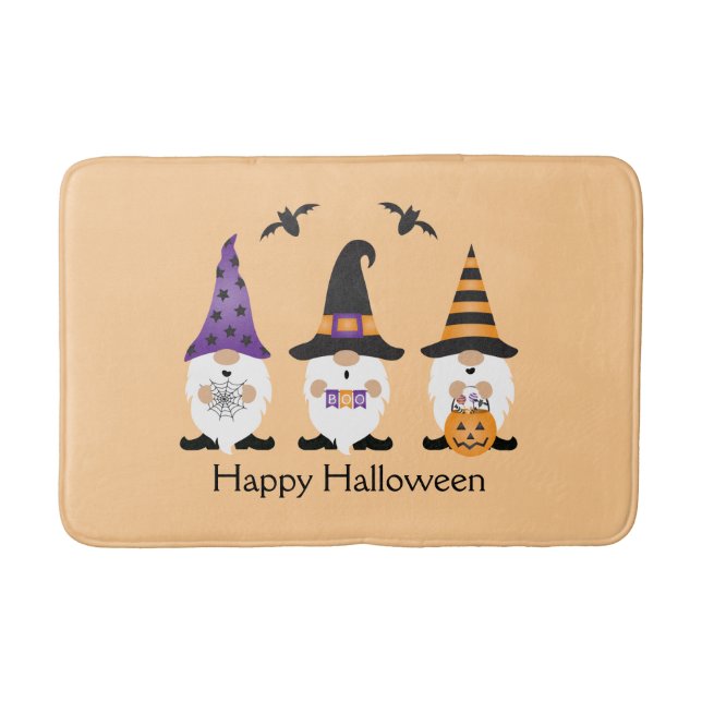 Tapis De Bain Joyeux Gnomes d'Halloween violet orange (Devant)