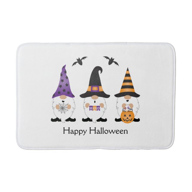 Tapis De Bain Joyeux Gnomes d'Halloween violet orange (Devant)