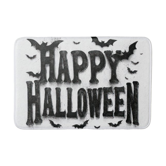 Tapis De Bain Joyeux Halloween - chauves-souris (Devant)