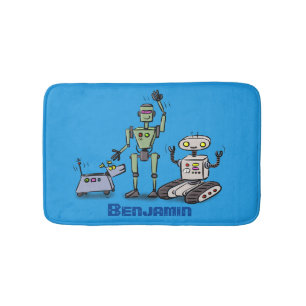 Tapis De Bain Joyeux joli dessin de trois robots trio