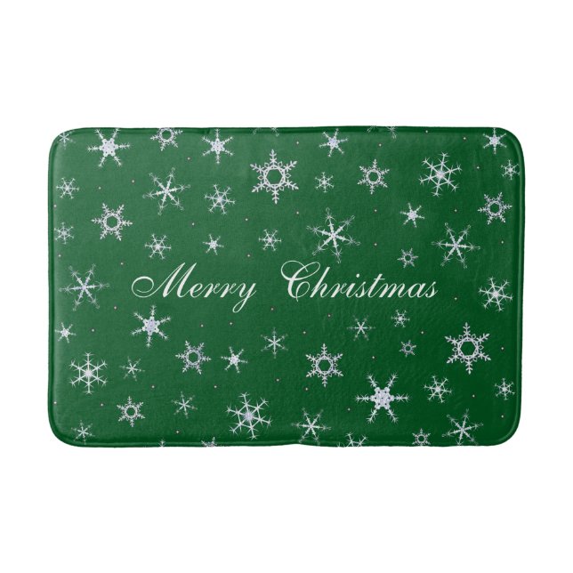 Tapis De Bain Joyeux Noël Green Snowflakes (Devant)