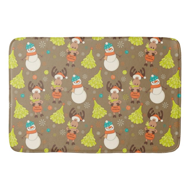 Tapis De Bain Joyeux Oie De Noël Et Snowman (Devant)