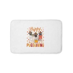 Tapis De Bain Joyeux Pugsgiving mignon Thanksgiving Carlin Chien
