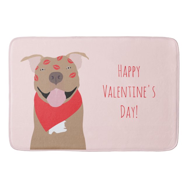 Tapis De Bain Joyeux Valentines Day American Bulldog Kiss Marks (Devant)