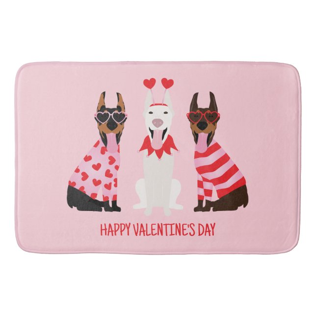 Tapis De Bain Joyeux Valentines Day Chiens Dobermann (Devant)