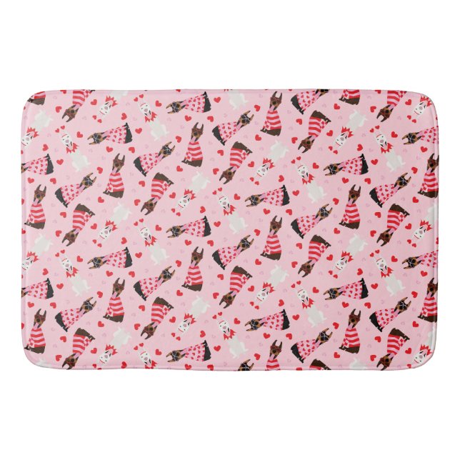 Tapis De Bain Joyeux Valentines Day Chiens Dobermann (Devant)