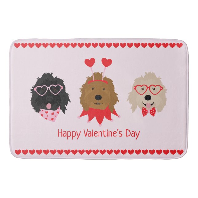 Tapis De Bain Joyeux Valentines Day Mini Goldendoodle Chiens (Devant)