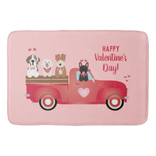 Tapis De Bain Joyeux Valentines Jour Pickup Camion Aimer Chiens
