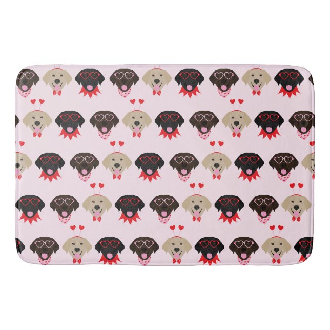 Tapis De Bain Joyeux Valentines Labrador Retriever Dogs (Devant)