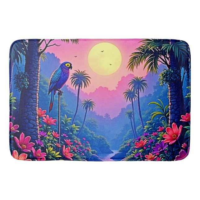 Tapis De Bain Jungle Lune Blue Parrot Paradise (Devant)