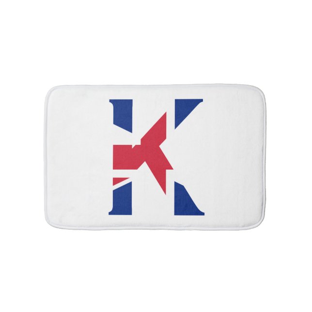 Tapis De Bain K Monogramme superposé sur Union Jack Flag bmcnt (Devant)