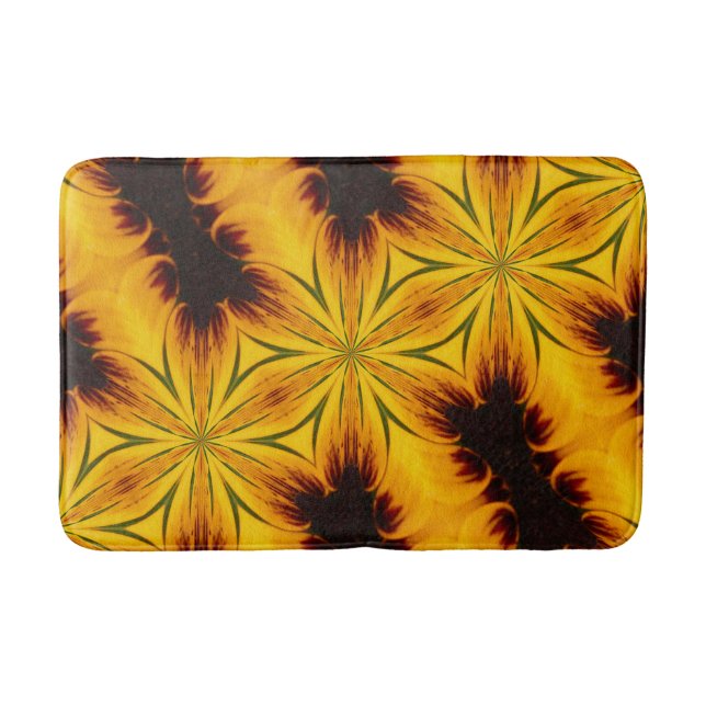 Tapis De Bain Kaleidoscope Abstrait Jaune Et Brown (Devant)