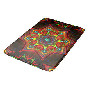 Tapis De Bain Kaléidoscope étoilé jaune rouge