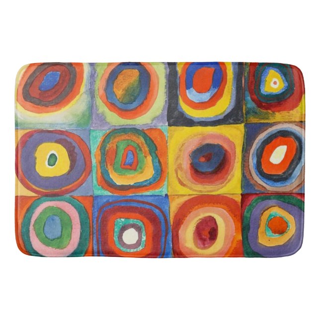 Tapis De Bain Kandinsky - Carrés aux cercles concentrés (Devant)