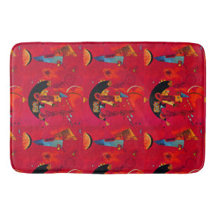 Tapis De Bain Kandinsky Rouge Noir Art Abstrait