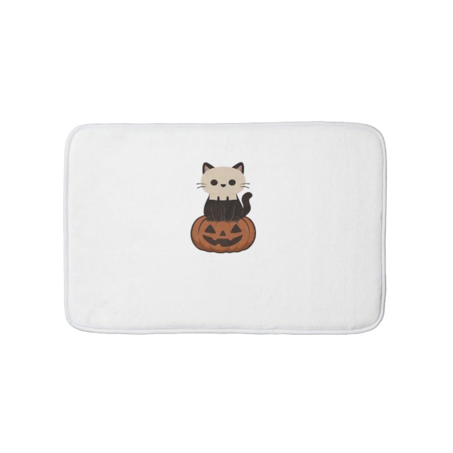Tapis De Bain Kawaii Halloween Chat et T-shirt classique citroui (Devant)
