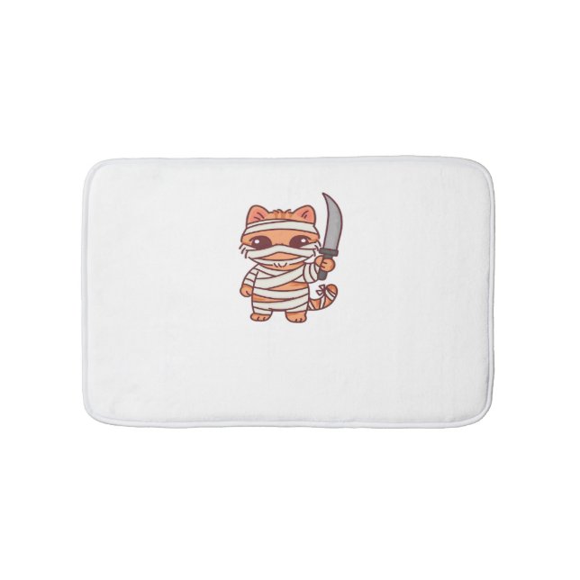 Tapis De Bain Kawaii Halloween chat maman avec épée classique T- (Devant)
