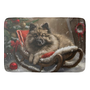 Tapis De Bain keeshond Festive de Noël de chien