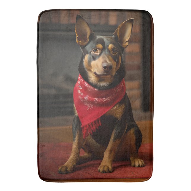 Tapis De Bain Kelpie australienne près de la cheminée Noël (devant Vertical)