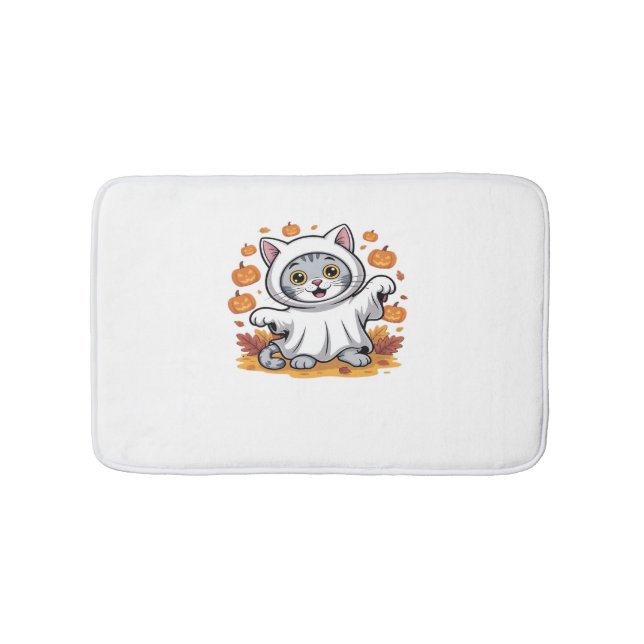 Tapis De Bain Kitten habillé comme un fantôme pour Halloween cla (Devant)