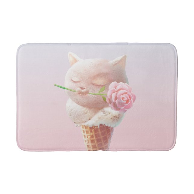Tapis De Bain Kitty Crème Glacée – Rosée & Rêveuse (Devant)