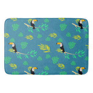 Tapis De Bain La forêt tropicale du Toucan bleu et vert