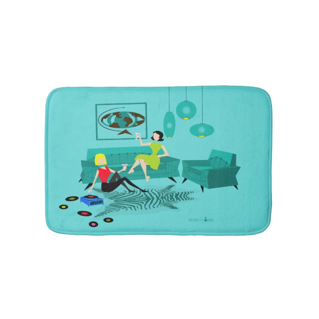 Tapis De Bain La Nuit Des Filles Rétro Dans Le Mat De Bain (Devant)