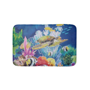 Tapis De Bain La tortue sous-marine Le poisson tropical