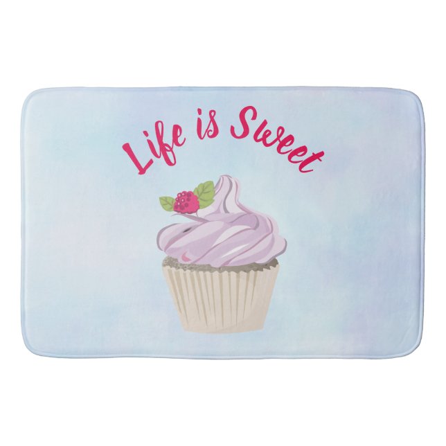 Tapis De Bain La vie est du gâteau rose doux (Devant)