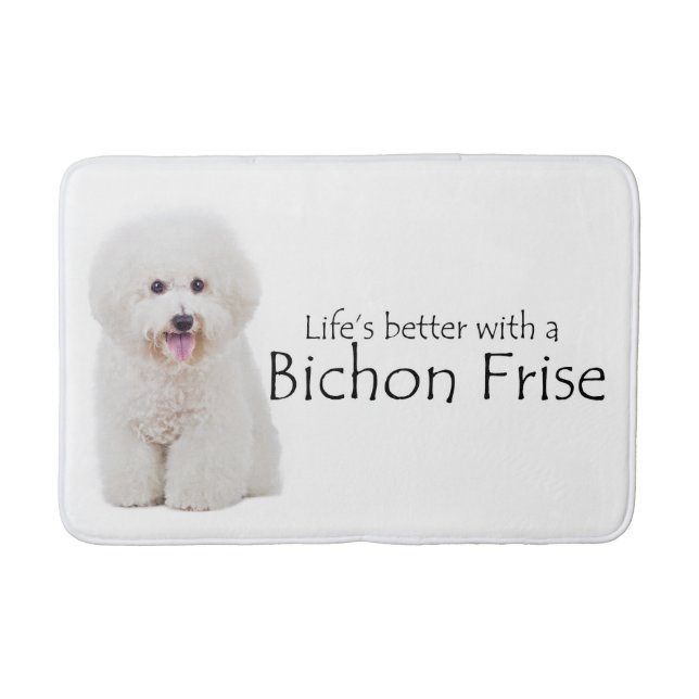 Tapis De Bain La vie est meilleure Bichon Bath Mat (Devant)