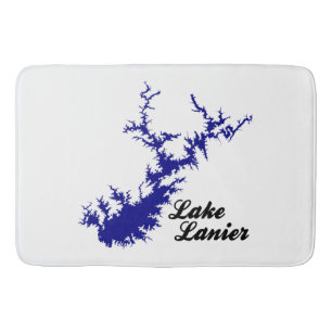 Tapis De Bain Lac Lanier Géorgie Bleu Rivage Carte Art Script