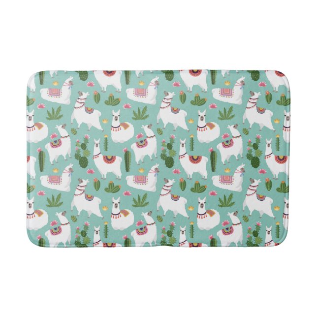 Tapis De Bain Lamas mignons sur le motif turquoise (Devant)