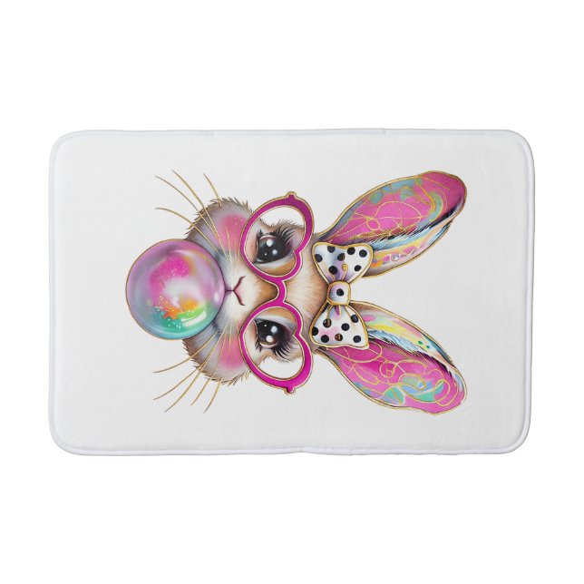 Tapis De Bain Lapin de Pâques Coquette Nœud Coup de pinceau Pâqu (Devant)